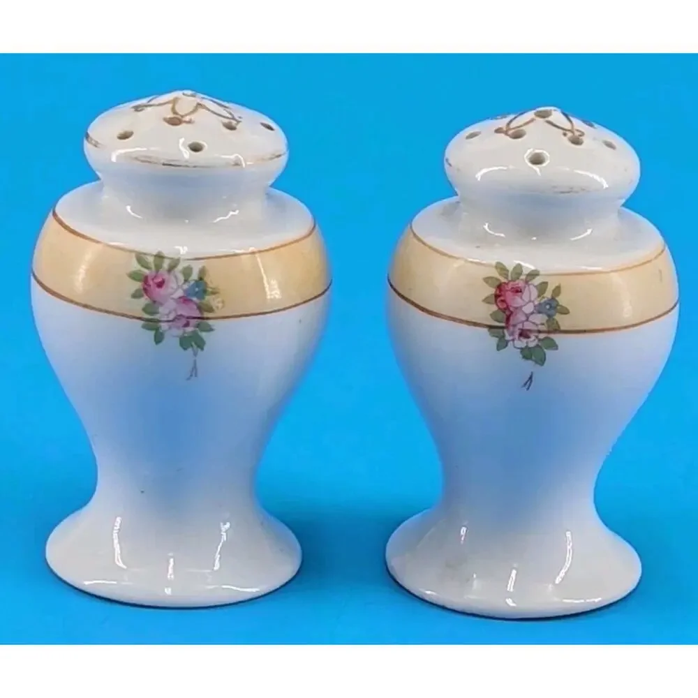 Vintage Noritake Sheridan Porcelain Floral Salt & Pepper Shakers Made In Japan